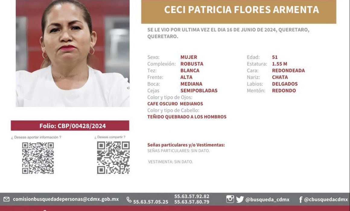 ​Gobierno federal, de CDMX y Querétaro buscan a Ceci Flores – Quadratín Jalisco