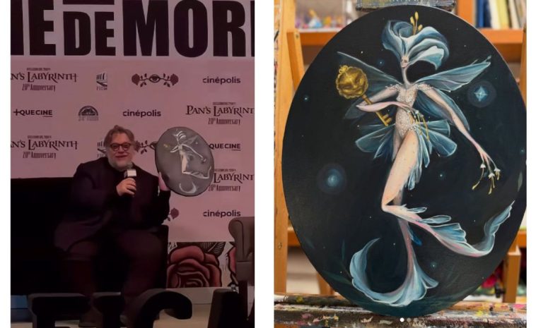 Cautiva Carolina Pavia a Guillermo del Toro al entregarle obra en el FICM
